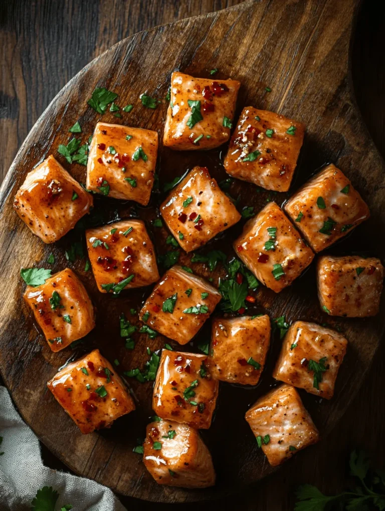 Hot Honey Salmon Bites are a culinary sensation that has captured the hearts and taste buds of food enthusiasts everywhere. This exquisite dish perfectly marries sweet, spicy, and savory flavors, making it an irresistible option for any occasion. The tender salmon, coated with a sticky hot honey glaze, provides a satisfying crunch on the outside while remaining juicy on the inside. Whether served as a delightful appetizer at a gathering or as a main dish for a cozy dinner, these salmon bites are sure to impress.