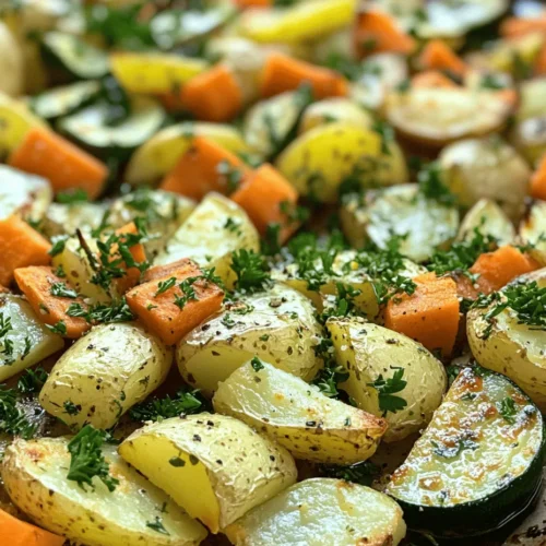 If you’re looking for a side dish that effortlessly combines flavor, nutrition, and simplicity, look no further than Garlic Herb Roasted Potatoes, Carrots, and Zucchini. This delightful medley of vegetables not only enhances the appeal of any meal but also provides a variety of essential nutrients that support a healthy lifestyle. Roasting vegetables is a culinary technique that brings out their natural sweetness, intensifies their flavors, and creates a satisfying texture that is hard to resist.