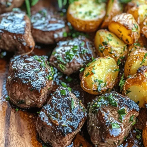 Imagine a dish that combines the rich, savory flavors of tender steak with the satisfying crunch of perfectly cooked potatoes. This is precisely what you get with sizzling garlic butter steak bites and crispy potatoes—a recipe that is not only perfect for casual weeknight dinners but also sophisticated enough to impress your guests during special occasions. The luxurious and aromatic garlic butter sauce enveloping the steak bites elevates this dish, making it a standout meal that promises to satisfy even the most discerning palates.