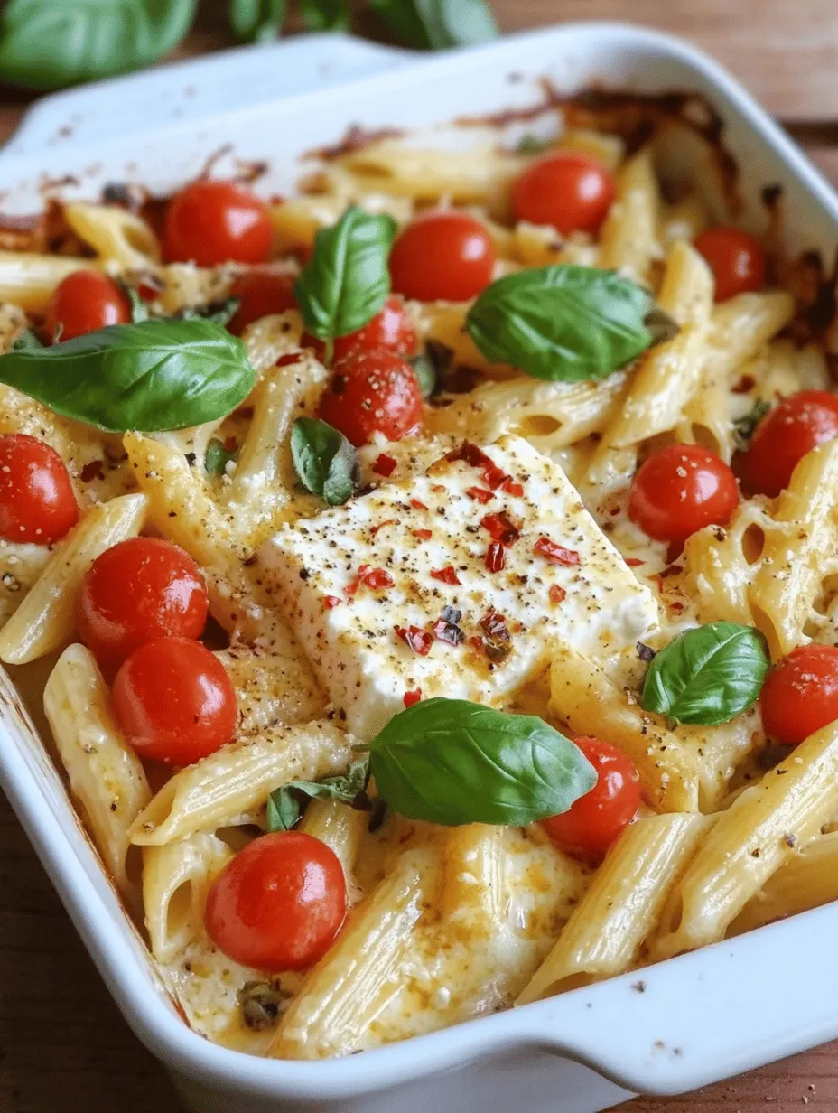 The flavor profile of Baked Feta Pasta is a harmonious blend of creamy, savory, and sweet elements. The star of the show, baked feta cheese, transforms in the oven, becoming soft and spreadable, while the roasted cherry tomatoes add a burst of sweetness and acidity. This perfect pairing creates a stunning contrast that tantalizes the palate. As the feta and tomatoes roast together, they develop a beautiful caramelization, enhancing the overall depth of flavor.