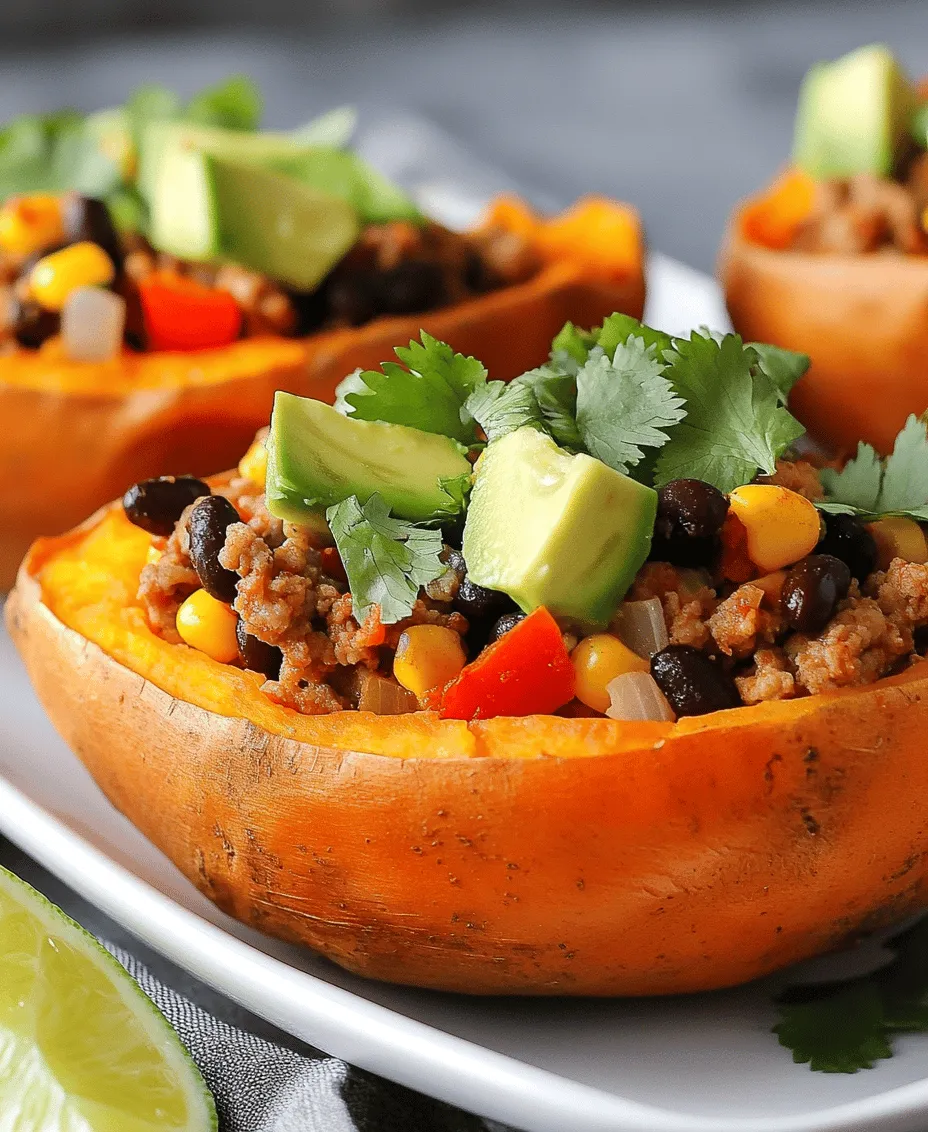 In the realm of nutritious meals, <strong>High Protein Ground Turkey Stuffed Sweet Potatoes</strong> stand out as a delicious and satisfying option for health enthusiasts. This recipe is not only a feast for the taste buds, but it also packs a nutritional punch, making it ideal for anyone looking to increase their protein intake while indulging in a wholesome meal. Whether you’re a fitness fanatic, a busy professional, or someone simply seeking to eat healthier, this dish can easily fit into your lifestyle.” /></p>
</p>
<p><strong>Spices: The Importance of Chili Powder, Cumin, and Smoked Paprika in Flavor and Health</strong></p>
</p>
<p>When it comes to enhancing the flavor of your High Protein Ground Turkey Stuffed Sweet Potatoes, spices play a pivotal role. Chili powder, cumin, and smoked paprika are not just flavorful; they also bring a host of health benefits.</p>
</p>
<p>Chili powder adds a subtle heat and a rich, earthy taste to the turkey filling. It’s known to boost metabolism, thanks to its active compound, capsaicin. Cumin, with its warm and nutty flavor, helps in digestion and may improve blood sugar control. Finally, smoked paprika introduces a smoky depth to your dish, making it more complex and enjoyable. Packed with antioxidants, this spice also contributes to reducing inflammation and enhancing overall health. Together, these spices not only elevate the taste but also increase the nutritional profile of your meal, making them essential components in this recipe.</p>
</p>
<p><strong>Olive Oil: The Benefits of Healthy Fats in Cooking</strong></p>
</p>
<p>Using olive oil in your cooking is a wonderful way to incorporate healthy fats into your diet. Extra virgin olive oil is rich in monounsaturated fats, which have been shown to reduce bad cholesterol levels and lower the risk of heart disease. Additionally, it contains antioxidants and anti-inflammatory properties, making it a great choice for sautéing your vegetables and turkey.</p>
</p>
<p>In this recipe, using olive oil to cook the ground turkey and vegetables will help to keep them moist and flavorful while adding a healthy dose of good fats. This not only enhances the dish’s taste but also helps to keep you feeling satisfied, making your stuffed sweet potatoes a well-rounded meal.</p>
</p>
<p><strong>Avocado and Cilantro: Nutritional Benefits and Garnish Appeal</strong></p>
</p>
<p>No dish is complete without its finishing touches, and for the High Protein Ground Turkey Stuffed Sweet Potatoes, avocado and cilantro serve both aesthetic and nutritional purposes. Avocado is a powerhouse of healthy fats, fiber, and vitamins, such as potassium and vitamin E. It adds a creamy texture that beautifully contrasts with the sweet potato and turkey filling.</p>
</p>
<p>Cilantro, on the other hand, brings a fresh flavor that brightens the dish. It’s packed with antioxidants and has been linked to various health benefits, including potential detoxifying properties. When sprinkled on top of your stuffed sweet potatoes, cilantro not only enhances the visual appeal but also adds a burst of flavor that complements the spices used in the filling.</p>
</p>
<p><strong>Step-by-Step Cooking Instructions</strong></p>
</p>
<p>Cooking these stuffed sweet potatoes is both straightforward and rewarding. Follow these detailed instructions to ensure your dish turns out perfectly every time.</p>
</p>
<p><strong>Preheating the Oven</strong></p>
</p>
<p>Start by preheating your oven to 400°F (200°C). This is a crucial step, as it allows the sweet potatoes to cook evenly and reach the desired tenderness. An adequately preheated oven ensures that your sweet potatoes will bake properly, creating a soft and fluffy interior that pairs wonderfully with the savory turkey filling.</p>
</p>
<p><strong>Preparing Sweet Potatoes</strong></p>
</p>
<p>While the oven is heating up, wash and scrub the sweet potatoes thoroughly under cold running water. Pat them dry with a kitchen towel. To achieve the perfect texture, pierce each sweet potato with a fork several times. This allows steam to escape during baking, preventing them from bursting in the oven. Place the sweet potatoes on a baking sheet lined with parchment paper for easy cleanup, and bake them in the preheated oven for about 45-60 minutes, or until they are fork-tender when pierced.</p>
</p>
<p><strong>Cooking Ground Turkey</strong></p>
</p>
<p>While the sweet potatoes are baking, heat a drizzle of olive oil in a large skillet over medium heat. Once the oil is hot, add the ground turkey. Break it apart with a wooden spoon or spatula as it cooks, ensuring that it browns evenly. This process should take about 5-7 minutes.</p>
</p>
<p>Once the turkey is browned, add your spices—chili powder, cumin, and smoked paprika. Stir well to incorporate the spices throughout the meat, allowing them to bloom and release their flavors. Cook for an additional 2-3 minutes, then season with salt and pepper to taste.</p>
</p>
<p><strong>Incorporating Vegetables</strong></p>
</p>
<p>To add more flavor and nutrition, chop your choice of vegetables such as bell peppers, onions, or zucchini. Add these to the skillet after the turkey is browned and season with a pinch of salt. Sauté them alongside the turkey for about 5-7 minutes until they are tender, allowing the flavors to meld. This step is crucial for balancing the overall taste and texture of the filling.</p>
</p>
<p><strong>Stuffing the Sweet Potatoes</strong></p>
</p>
<p>Once the sweet potatoes are fully cooked and tender, remove them from the oven and let them cool for a few minutes. Carefully slice each potato in half lengthwise. Using a fork, gently fluff the insides of the sweet potatoes, creating a little well for the filling.</p>
</p>
<p>Spoon the savory ground turkey and vegetable mixture into the sweet potato halves generously, making sure not to overfill them, as this can lead to a messy presentation.</p>
</p>
<p><strong>Garnishing and Serving</strong></p>
</p>
<p>To finish, top each stuffed sweet potato with diced avocado and a sprinkle of fresh cilantro. This not only adds a pop of color but also enhances the flavors and textures of the dish. For a final touch, consider drizzling a little more olive oil or a squeeze of fresh lime juice over the top for brightness. Serve your stuffed sweet potatoes warm, and enjoy the delightful combination of flavors.</p>
</p>
<p><strong>Serving Suggestions and Variations</strong></p>
</p>
<p>This recipe is incredibly versatile, allowing you to adapt it to various dietary preferences. For a vegetarian version, swap out the ground turkey for a plant-based protein such as lentils, quinoa, or black beans. This will maintain the dish’s protein richness while catering to a vegetarian diet.</p>
</p>
<p>If you’re looking to make it gluten-free, you can rest assured that sweet potatoes and the suggested fillings are naturally gluten-free.</p>
</p>
<p>For additional flavor, consider topping your stuffed sweet potatoes with shredded cheese, like cheddar or feta, or a dollop of salsa for a zesty kick. You can also serve them alongside a light salad or some roasted vegetables for a complete meal.</p>
</p>
<p><strong>Storing and Reheating Leftovers</strong></p>
</p>
<p>If you have leftovers, storing them properly will help maintain their flavor and texture. Allow the stuffed sweet potatoes to cool completely before transferring them to an airtight container. They can be stored in the refrigerator for up to 3-4 days.</p>
</p>
<p>When it’s time to reheat, place the stuffed sweet potatoes in a microwave for 1-2 minutes, or until heated through. For the best results, reheat them in the oven at 350°F (175°C) for about 10-15 minutes. This method helps to preserve the sweet potato’s texture and flavor, ensuring that every bite is just as delicious as when it was first made.</p>
</p>
<p><strong>Conclusion</strong></p>
</p>
<p>High Protein Ground Turkey Stuffed Sweet Potatoes are not only a nutritious meal option but also an exciting way to enjoy wholesome ingredients. This recipe combines the goodness of sweet potatoes and lean turkey, making it a perfect choice for health-conscious individuals. With easy preparation and a delightful flavor profile, this dish is sure to satisfy your taste buds while providing a substantial protein boost. Whether enjoyed for dinner or meal-prepped for lunch, this recipe is a wholesome addition to your culinary repertoire. The combination of spices, healthy fats, and vibrant garnishes makes it a dish that you will want to share with family and friends, proving that healthy eating can be both delicious and satisfying.</p>
<div id=