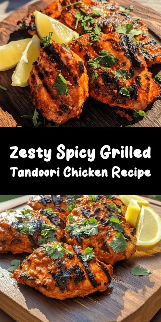 Spice up your grilling game with this delicious Spicy Grilled Tandoori Chicken recipe! Marinated in a blend of yogurt, garlic, ginger, and a mix of vibrant spices like cumin and cayenne, these juicy chicken thighs are bursting with flavor. Perfect for your next BBQ or weeknight dinner, just grill them to perfection and serve with fresh cilantro and lemon wedges. Get ready for a mouthwatering experience that's sure to impress your guests!
