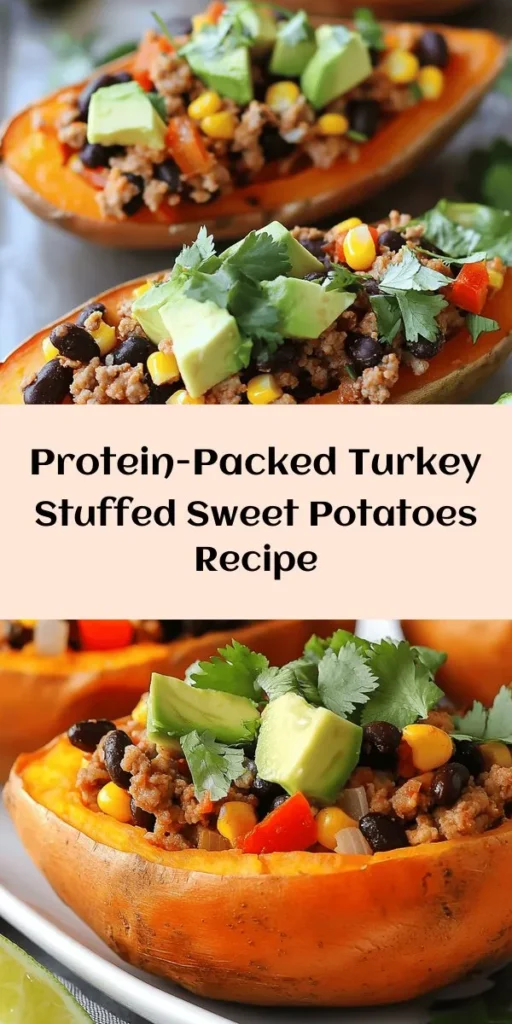 Savor the flavors of this High Protein Ground Turkey Stuffed Sweet Potato recipe! It's a delicious and nutritious blend of ground turkey, black beans, corn, and spices all packed inside a tender, baked sweet potato. Topped with creamy avocado and fresh cilantro, it's perfect for a healthy dinner or meal prep. Ready in just an hour, this dish is a fantastic way to fuel your body with protein and flavor in every bite. Enjoy! 🍠💪