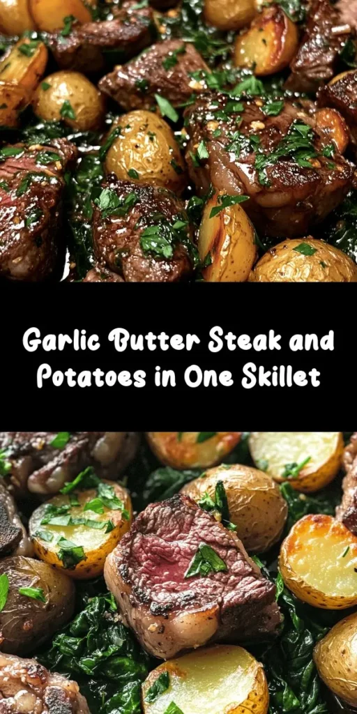 Indulge in this Garlic Butter Steak and Potatoes Skillet that's packed with flavor and perfect for a cozy dinner! With tender sirloin steak seared to perfection and crispy baby potatoes sautéed in garlic and herbs, this dish comes together in just 30 minutes. Enhance your meal with fresh baby spinach and a sprinkle of parsley for a pop of color. Easy to make and utterly delicious, this recipe is sure to impress your family and friends!