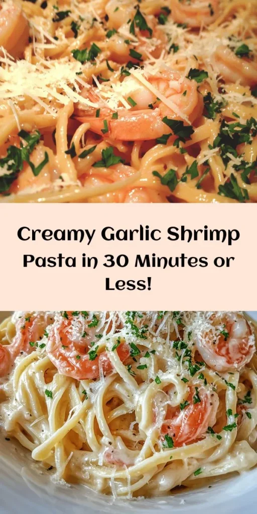 Indulge in a creamy garlic shrimp pasta that's quick and delicious! This dish features succulent shrimp tossed with al dente linguine, drenched in a rich garlic and cream sauce. With a hint of lemon zest and a sprinkle of Parmesan, it's bursting with flavor. Perfect for a busy weeknight or a special date night, prepare this satisfying meal in just 30 minutes and watch everyone come back for seconds! Don't forget the fresh parsley for a beautiful finish!
