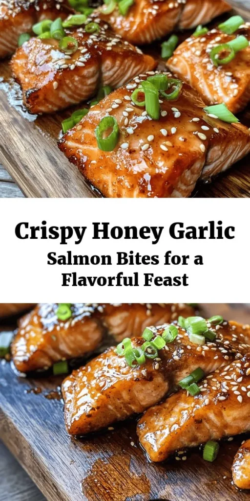 Delight in these Crispy Honey Garlic Salmon Bites! Marinated in a flavorful mix of spices, these golden-brown morsels are coated in a crunchy blend of flour and cornstarch, then fried to perfection. Tossed in a delicious honey garlic sauce, they're the ideal appetizer or main dish. Serve them warm alongside steamed rice or a fresh salad for a complete meal that's both quick and satisfying. Perfect for any occasion!
