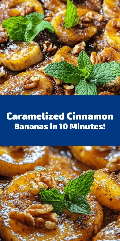 Indulge in these Sizzling Cinnamon Bananas for a quick and delightful treat! With just a few simple ingredients, you can whip up caramelized bananas coated in a warm cinnamon and brown sugar sauce. Perfect for breakfast or dessert, this recipe takes only 10 minutes from start to finish. Top with chopped walnuts and fresh mint for a splash of color and flavor. Your taste buds will thank you for this sweet, gooey goodness!