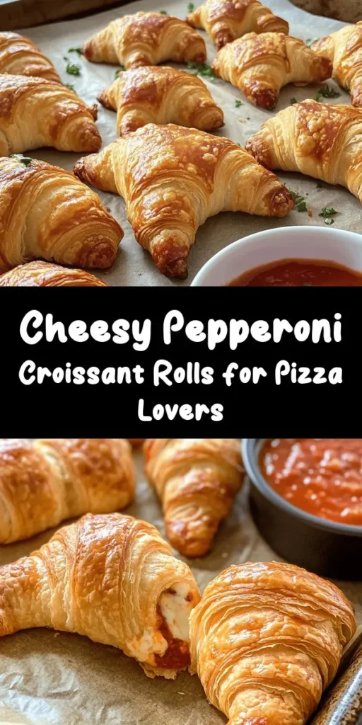 Looking for a quick and delicious snack? Try these Mozzarella Pepperoni Croissant Rolls! With just a few simple ingredients like crescent roll dough, mozzarella cheese, and pepperoni, you can whip up these cheesy delights in just 25 minutes. Perfect for game day or as a tasty appetizer, these golden rolls are best served warm with marinara sauce for dipping. Easy to make and even easier to enjoy, they’re sure to be a hit!