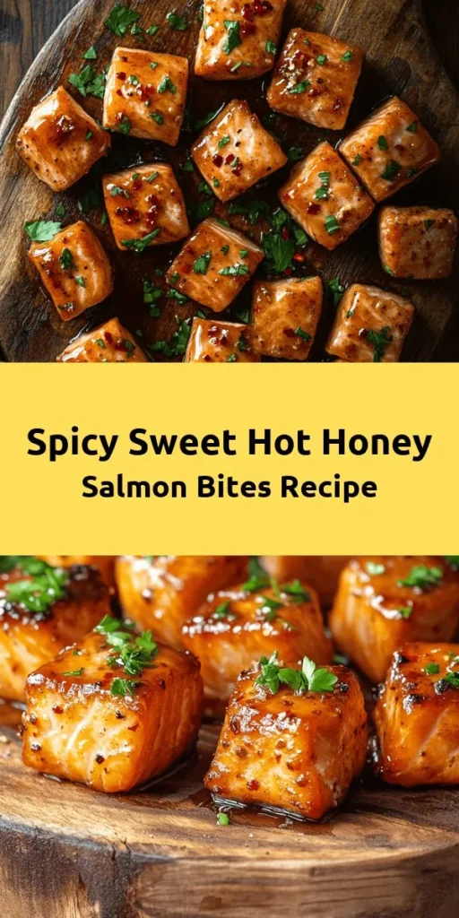 Treat yourself to these irresistible Hot Honey Salmon Bites! With tender, marinated salmon cubes seared to perfection and drizzled in a sweet and spicy hot honey sauce, they are packed with flavor. These bites are quick to prepare, making them ideal for appetizers or a delicious topping over rice or salad. Perfect for impressing guests or enjoying a cozy meal at home. Try this tasty recipe that balances sweetness and heat in every bite!