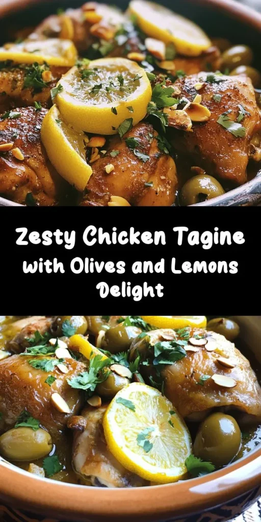 Bring the flavors of Morocco to your kitchen with this zesty Chicken Tagine featuring olives and lemons. This easy, aromatic dish combines tender chicken thighs with a medley of spices like ginger and cumin, sautéed onions, and juicy tomatoes. Slowly cooked to perfection, it's topped with fresh cilantro and optional toasted nuts for crunch. Serve with couscous or crusty bread to soak up the delicious sauce. Perfect for a cozy dinner night!