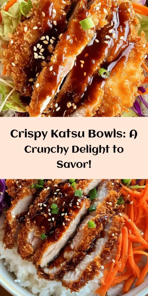 Discover the joy of Crunchy Katsu Delights in a Bowl, a delicious and satisfying meal perfect for any occasion! This recipe features crispy breaded pork chops served over fluffy white rice, topped with fresh cabbage, juicy carrots, and a drizzle of tangy Tonkatsu sauce. Ready in just 40 minutes, it’s a great way to enjoy Japanese flavors at home. Don't forget to garnish with green onions and sesame seeds for that extra touch! Enjoy your culinary adventure!