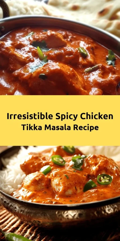 Elevate your dinner with this tempting Spicy Chicken Tikka Masala recipe! Perfectly marinated chicken thighs bring a burst of flavor, paired with a creamy, aromatic sauce that’s simply irresistible. Easy to make in under 1.5 hours, it’s great for family meals or impressing guests. Serve it hot with basmati rice or naan for an authentic touch. Get ready for a cozy night in with this delightful dish, bursting with spices and rich taste!
