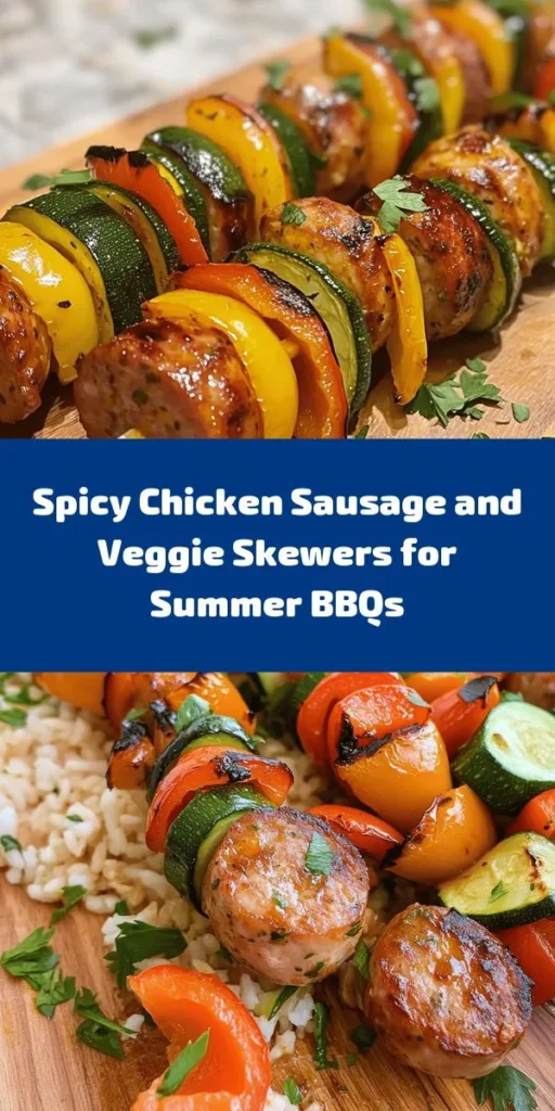 Discover the perfect blend of flavor and fun with these Spicy Chicken Sausage & Veggie Skewers! Made with ground chicken seasoned with smoked paprika and cayenne, these skewers are packed with juicy goodness. Pair them with vibrant bell peppers, zucchini, and red onion for a colorful dish that’s sure to impress. Grill or bake them for an easy weeknight dinner or gathering. Ready in just 40 minutes, serve with your favorite dipping sauce for an extra kick!