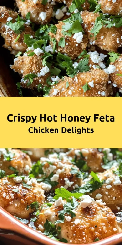Discover the perfect blend of flavors with this Crispy Hot Honey Feta Chicken recipe! Enjoy juicy chicken breasts coated in a crunchy breadcrumb crust, topped with creamy feta and a drizzle of hot honey for a sweet and spicy kick. It's an easy-to-make dish that's sure to impress at dinner. With just a handful of ingredients and simple steps, you can create a meal that’s both delicious and visually appealing. Serve it with your favorite sides for a complete feast!