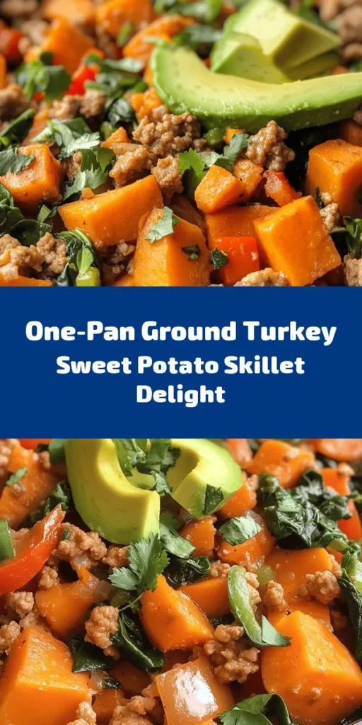 Transform your weeknight dinner with this easy Ground Turkey Sweet Potato Skillet! Packed with protein and nutrients, this delicious one-pan meal features savory ground turkey, tender sweet potatoes, and vibrant veggies like bell peppers and spinach. Seasoned with cumin and smoked paprika, it's bursting with flavor. Top with creamy avocado and fresh cilantro for an irresistible finish. Perfect for busy nights, this dish is healthy and satisfying!