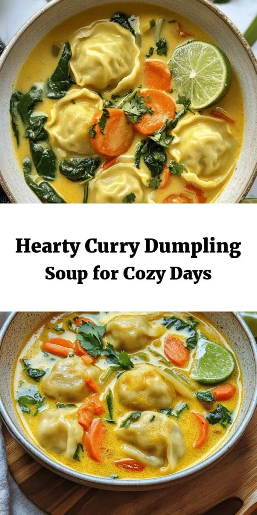 Discover the comforting warmth of Best Curry Dumpling Soup! This delightful recipe features homemade dumplings filled with vibrant veggies and aromatic spices, all swimming in a rich coconut curry broth. Perfect for cozy nights, it combines the heartiness of dumplings with the refreshing zing of lime. Serve it topped with fresh cilantro for an extra burst of flavor. Quick to prepare and packed with goodness, this soup is a must-try for every curry lover!