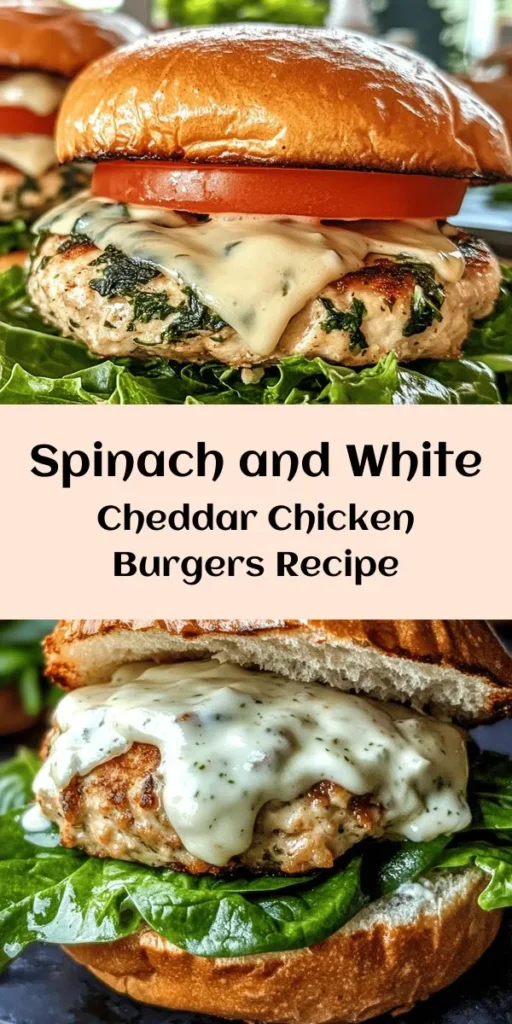 Elevate your burger night with these delicious white cheddar and spinach chicken burgers! Packed with flavor from fresh spinach, creamy cheddar, and a hint of garlic, these burgers are not only tasty but also healthy. Perfect for a quick dinner, they take just 30 minutes to make. Grill them to golden perfection and serve on whole wheat buns with your favorite toppings like lettuce and tomato. Get ready for a new family favorite!