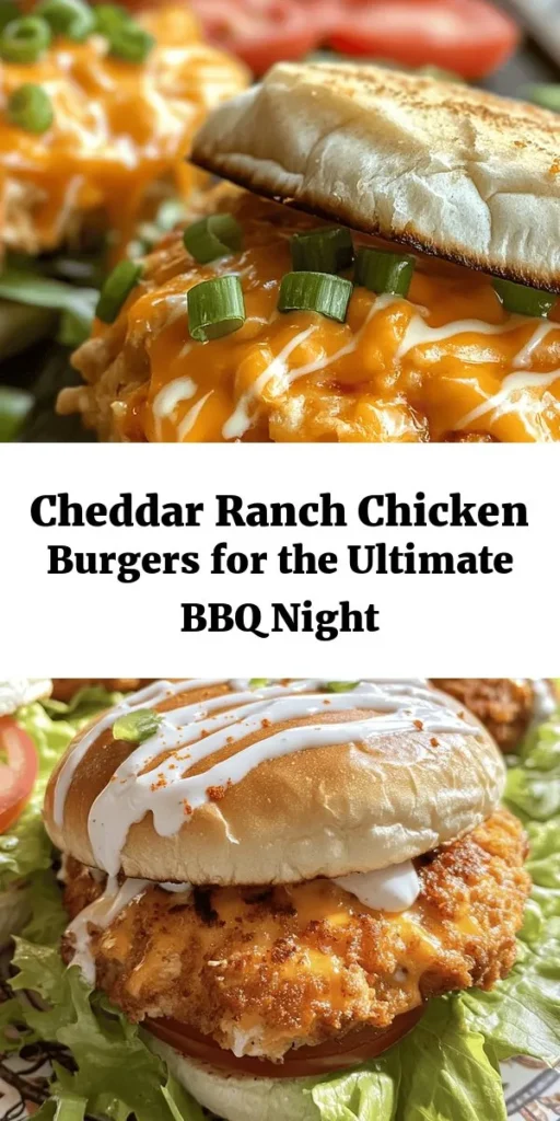 Indulge in a burst of flavor with these Cheesy Ranch Delight Cheddar Ranch Chicken Burgers! Made with ground chicken, sharp cheddar, and zesty ranch dressing, these juicy patties are easy to prepare and perfect for a quick weeknight dinner or weekend grilling. With just a few ingredients and a total time of 25 minutes, you can have a delicious meal ready in no time. Top with your favorite fixings and enjoy this cheesy delight!