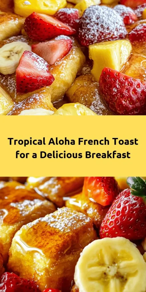 Elevate your brunch game with this Aloha French Toast Delight! Made with luscious Hawaiian rolls, it's a sweet, tropical twist on a classic favorite. Just soak the rolls in a creamy egg mixture spiced with cinnamon and nutmeg, then cook until golden. Serve it warm with maple syrup, fresh fruits like bananas and strawberries, and a dusting of powdered sugar for an extra touch. Perfect for a cozy morning or a festive gathering! Enjoy this delightful dish in just 30 minutes!