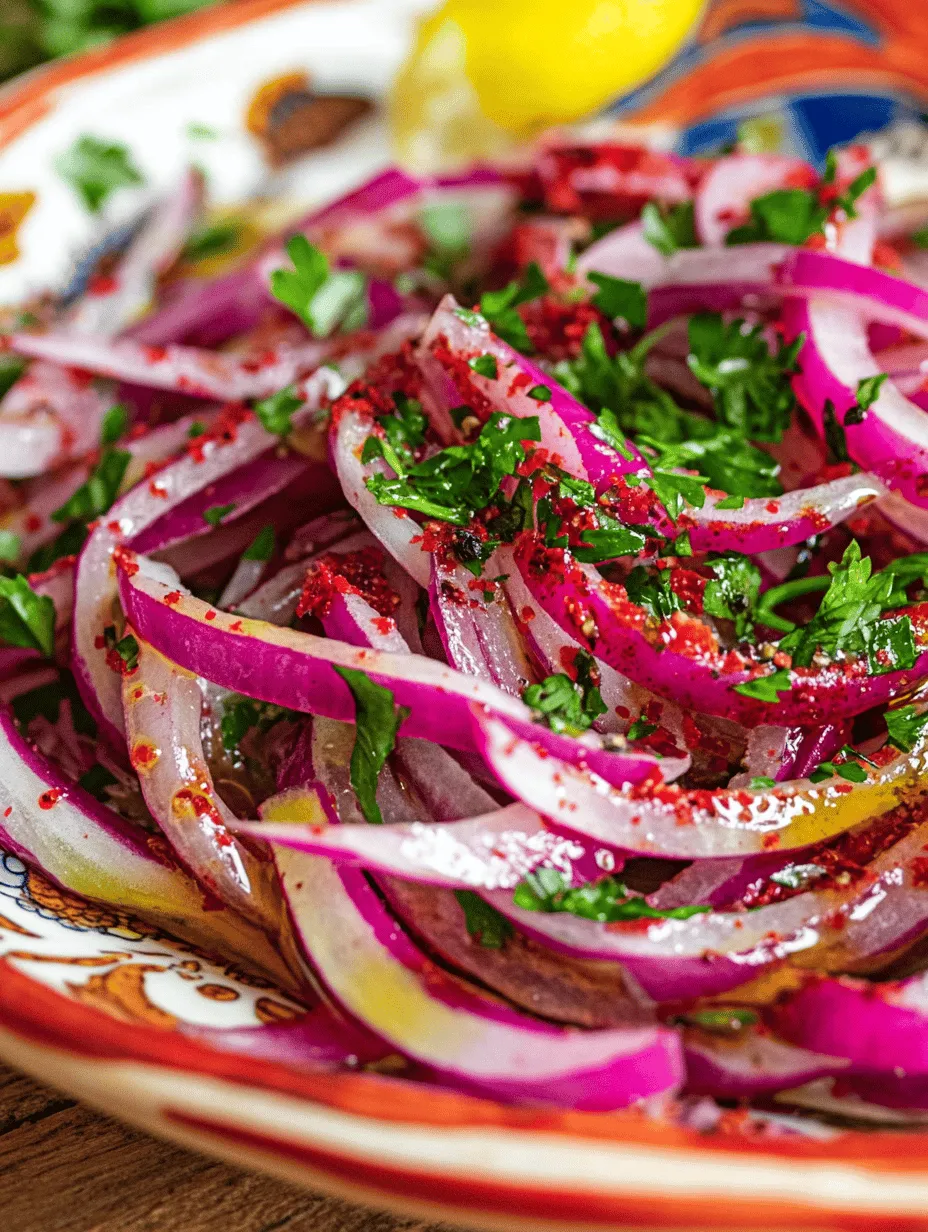 In the world of culinary delights, few combinations are as refreshing and vibrant as Zesty Sumac Onions. This dish is a perfect harmony of flavors that can transform any meal into a gourmet experience. The sharpness of red onions, coupled with the tangy essence of sumac, creates a unique taste profile that enhances everything from grilled meats to fresh salads. Whether you’re hosting a gathering, enjoying a casual family dinner, or simply looking to elevate your everyday meals, Zesty Sumac Onions are an ideal accompaniment.