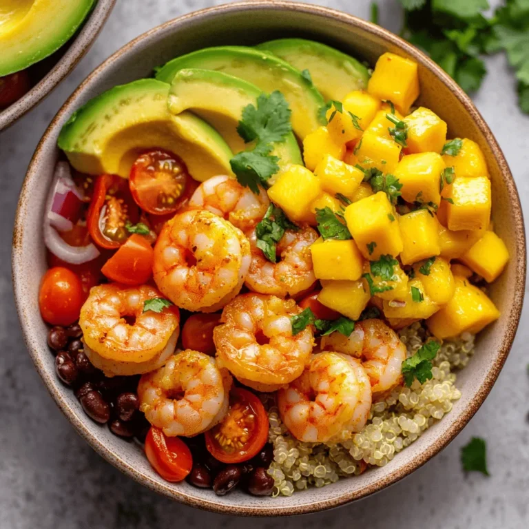 Dive into a culinary delight that embodies the essence of freshness and vibrant flavors—our Shrimp and Avocado Bowls with Mango Salsa and Lime-Chili Sauce. This dish is not only a feast for the eyes but also a powerhouse of nutrition, making it an excellent choice for both a light lunch and a satisfying dinner. Imagine succulent shrimp marinated to perfection, creamy avocado, and a zesty mango salsa, all drizzled with a tangy lime-chili sauce that dances on your palate.