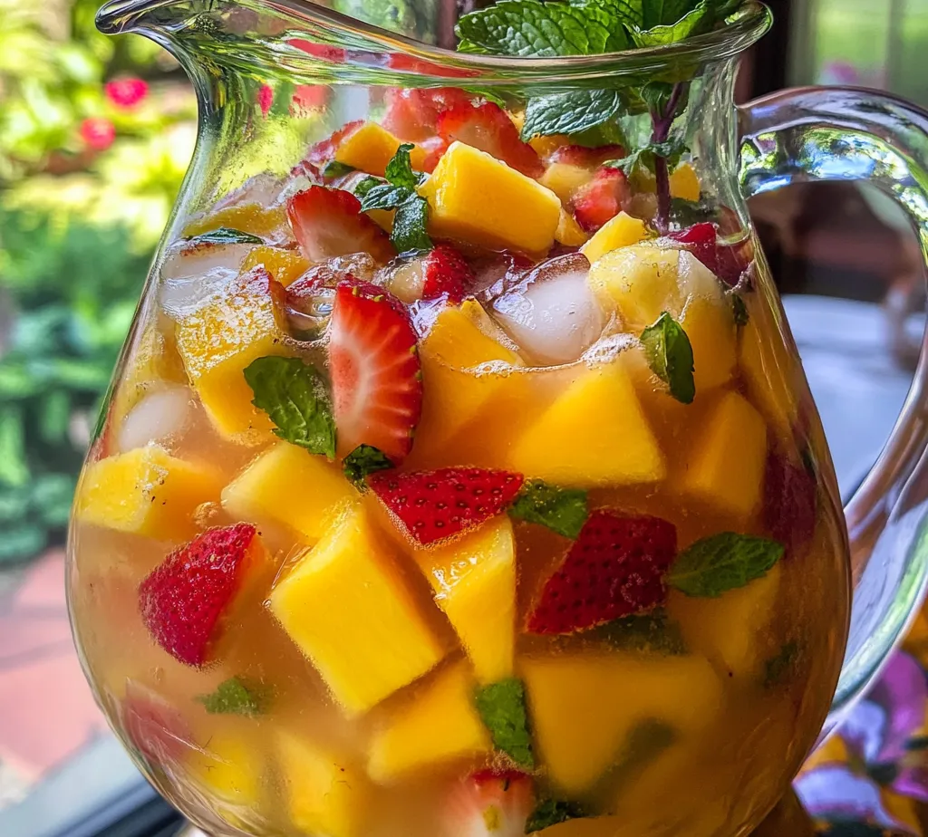 If you're searching for a drink that encapsulates the essence of summer, look no further than the Tropical Bliss Pina Colada Sangria. This vibrant cocktail combines the classic tastes of a piña colada with the refreshing qualities of sangria, resulting in a tropical escape in a glass. The marriage of dry white wine and coconut rum creates a delightful base, while an infusion of fresh fruits adds a burst of flavor that transports you straight to a sun-soaked beach. Ideal for summer parties, barbecues, or simply unwinding at home, this sangria is sure to impress your guests and elevate your warm-weather gatherings.