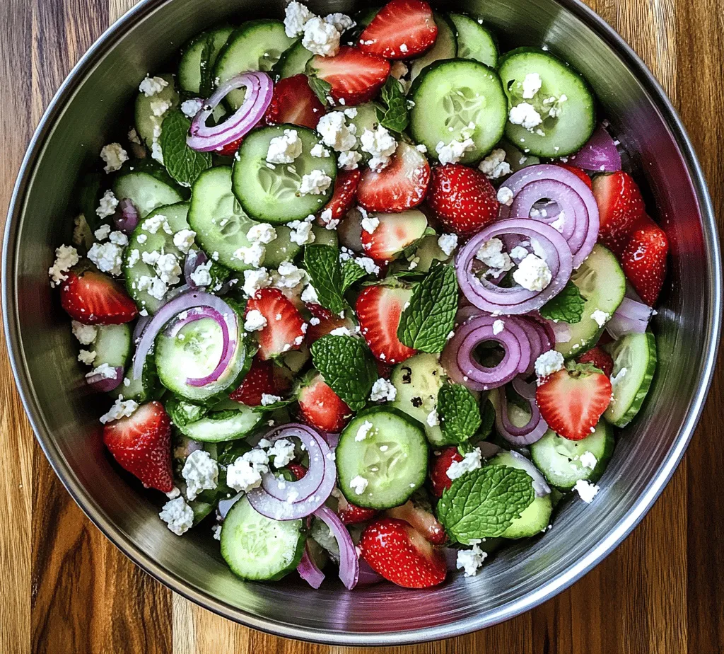 Every great salad starts with high-quality ingredients, and our Crisp Cucumber Strawberry Delight is no exception. Let’s take a closer look at the primary components of this dish, highlighting their unique contributions to taste and nutrition.
