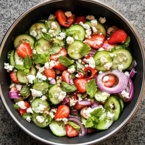 Every great salad starts with high-quality ingredients, and our Crisp Cucumber Strawberry Delight is no exception. Let’s take a closer look at the primary components of this dish, highlighting their unique contributions to taste and nutrition.