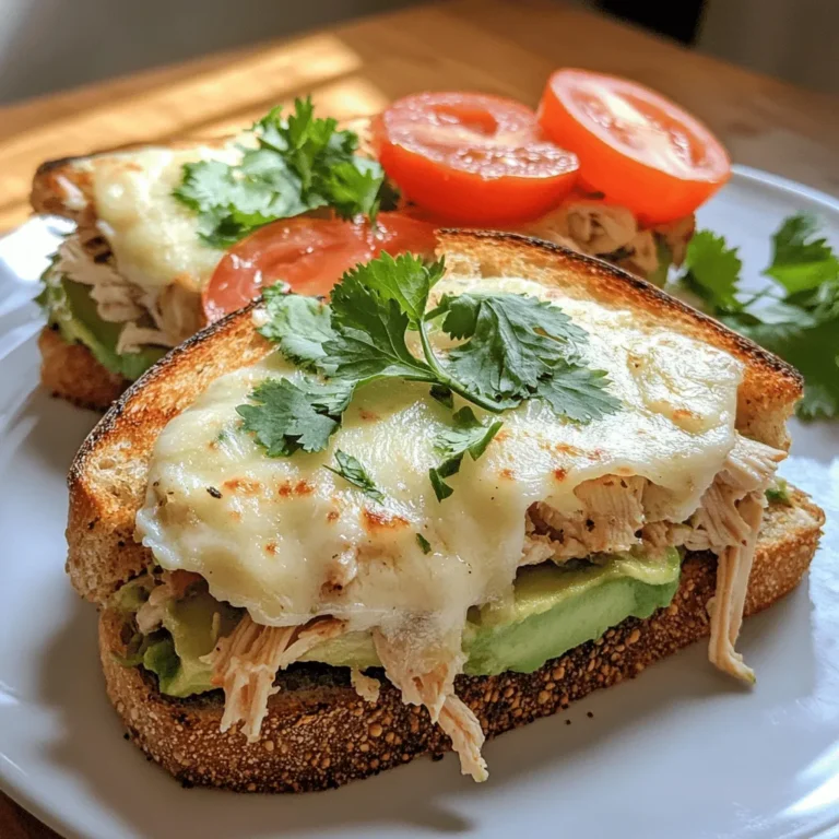 Are you in search of a delectable and nutritious meal that’s easy to prepare? Look no further than the Chicken Avocado Melt Sandwich. This delightful dish brings together a medley of flavors and textures, making it an irresistible option for any meal of the day—whether it's a quick lunch at work or a cozy dinner at home. The rich, creamy avocado pairs perfectly with protein-rich chicken and gooey mozzarella cheese, creating a satisfying experience that not only pleases the palate but also nourishes the body.