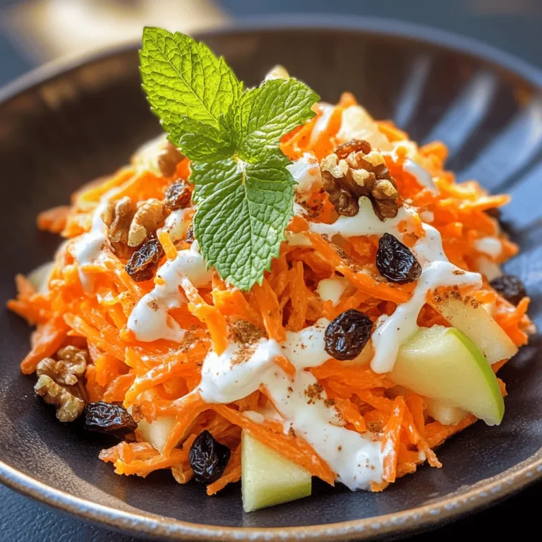 In the fast-paced world we live in, the need for healthy and quick recipes has never been more pressing. Enter the Crunchy Carrot Apple Delight, a salad that not only captivates with its vibrant colors but also packs a nutritional punch. This delightful dish combines the crispness of fresh carrots and the sweetness of apples, creating a refreshing experience that is both satisfying and guilt-free. As health-conscious eaters seek to incorporate more fruits and vegetables into their diets, this salad stands out as an easy-to-make option that doesn’t compromise on taste or health benefits.