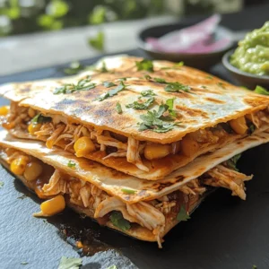 Welcome to the delicious world of Smoky BBQ Chicken Quesadillas, a culinary delight that combines the rich, smoky undertones of barbecue sauce with tender chicken, complemented by the delightful textures of melted cheese and sautéed vegetables. This recipe is not only simple to prepare, but it also promises to impress guests and family alike with its mouthwatering flavors and satisfying crunch. Whether you’re looking to whip up a quick weeknight dinner or planning a casual gathering with friends, these quesadillas are the perfect answer to your mealtime needs.