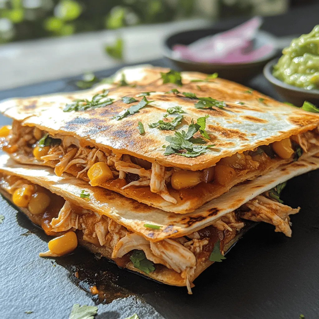 Welcome to the delicious world of Smoky BBQ Chicken Quesadillas, a culinary delight that combines the rich, smoky undertones of barbecue sauce with tender chicken, complemented by the delightful textures of melted cheese and sautéed vegetables. This recipe is not only simple to prepare, but it also promises to impress guests and family alike with its mouthwatering flavors and satisfying crunch. Whether you’re looking to whip up a quick weeknight dinner or planning a casual gathering with friends, these quesadillas are the perfect answer to your mealtime needs.