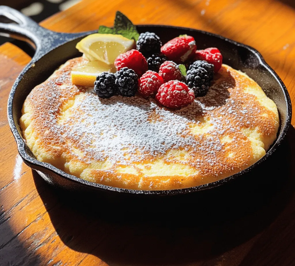 If you’re looking for a breakfast or brunch option that is sure to impress without requiring hours in the kitchen, look no further than the Fluffy Bavarian Baked Pancake. This delightful dish is not only visually appealing with its impressive puff but also incredibly versatile, allowing for a variety of toppings to suit any palate. Imagine a pancake that rises beautifully in the oven, creating a light and airy texture that melts in your mouth. Whether you choose to top it with fresh berries, a dusting of powdered sugar, or a drizzle of maple syrup, this pancake is a treat for the senses.