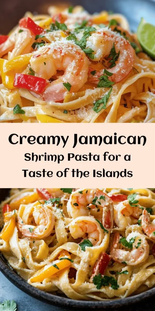 Transport your taste buds to the Caribbean with this delicious Jamaican Shrimp Pasta! This creamy delight features fettuccine intertwined with succulent shrimp, vibrant bell peppers, and a rich coconut milk sauce infused with Jamaican jerk seasoning. Ready in just 30 minutes, it's the perfect dish for a quick weeknight dinner or a special occasion. Garnish with fresh cilantro and lime for an extra burst of flavor. Dive into this comforting, tropical dish today!