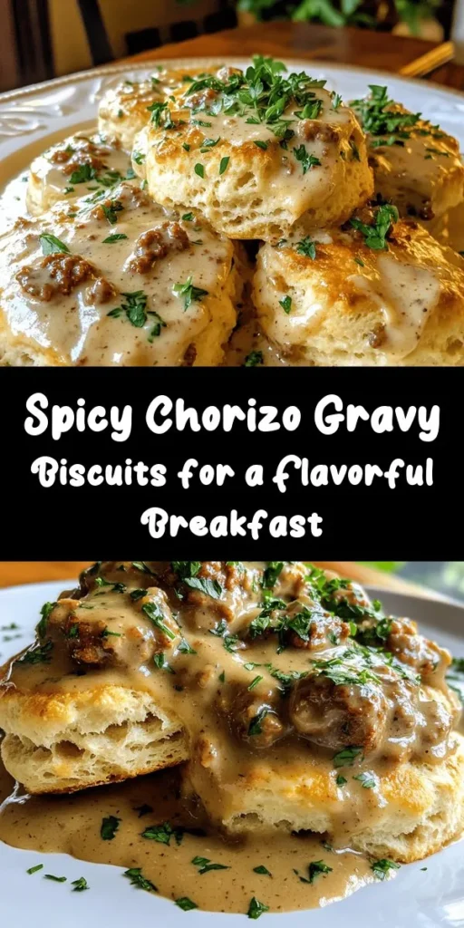 Indulge in a delightful twist on a classic breakfast with these Spicy Chorizo Delight Biscuits & Gravy! Fluffy homemade biscuits are topped with a rich, creamy chorizo gravy that's bursting with flavor. Perfect for a hearty brunch or a cozy breakfast at home, this recipe combines the perfect blend of spices for that extra kick. Get ready to impress your family and friends with this mouthwatering dish that's ready in just 40 minutes!