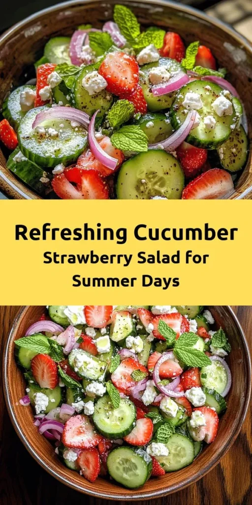 Brighten up your meals with this refreshing Cucumber Strawberry Delight Salad! Bursting with the sweetness of fresh strawberries, crisp cucumbers, and tangy feta, this salad is perfect for summer gatherings or a light lunch. With just a simple dressing of olive oil, balsamic vinegar, and honey, it comes together in just 25 minutes. Serve it chilled or at room temperature for a delightful side that’s sure to impress! Enjoy the flavors and the vibrant colors!
