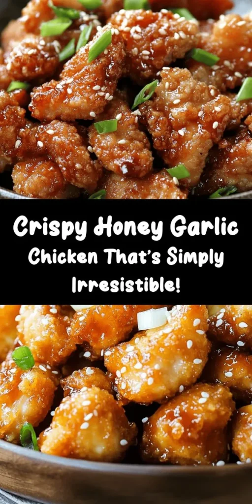Dive into a deliciously crispy experience with this Chinese Honey Garlic Chicken recipe! Made with tender chicken thighs coated in a light cornstarch and flour mix, it's fried to golden perfection. Drizzled with a sweet and savory homemade honey garlic sauce, this dish is sure to please your taste buds. With a quick prep time and easy step-by-step instructions, you're just 30 minutes away from a mouthwatering meal. Perfect for serving over rice or noodles!