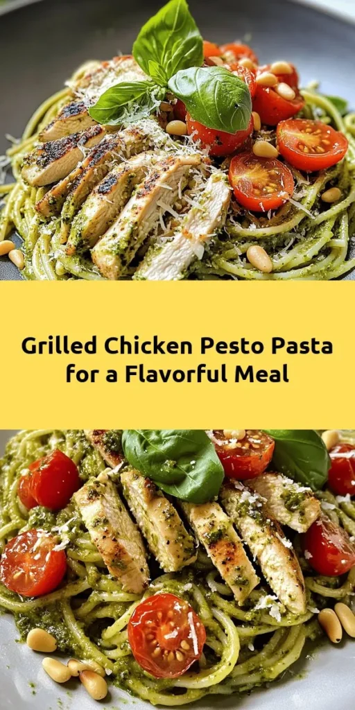 Indulge in a delicious Pesto Pasta Delight with Grilled Chicken that's perfect for dinner! This recipe brings together al dente spaghetti tossed in a homemade basil pesto made from fresh ingredients, topped with juicy grilled chicken breasts. Garnished with cherry tomatoes and basil, this dish is not just a feast for your taste buds but also visually stunning. Quick to prepare and bursting with flavor, it's a meal the whole family will love. Enjoy it tonight!