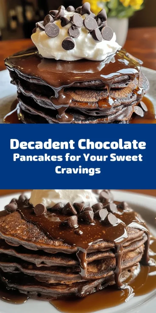 Indulge in the decadence of these amazing chocolate pancakes that will elevate your breakfast game! With a rich cocoa flavor, fluffy texture, and pockets of melted chocolate, they’re sure to satisfy your sweet cravings. Made using simple ingredients, these pancakes come together in just 20 minutes. Top them with whipped cream and extra chocolate chips for a delightful treat. Perfect for a cozy weekend brunch or a special breakfast in bed!