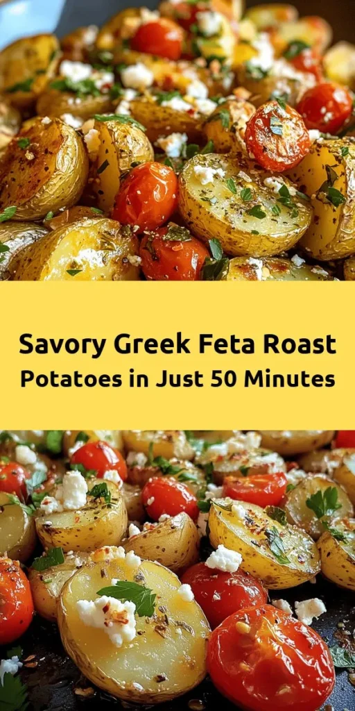 Elevate your dinner with these Greek Feta Roast Potatoes! This easy recipe features baby potatoes roasted to golden perfection, topped with creamy feta, juicy cherry tomatoes, and a drizzle of fresh lemon juice. With a hint of oregano and optional red pepper flakes, these potatoes are bursting with Mediterranean flavor. Perfect as a side dish or a tasty appetizer, this dish will impress your guests and satisfy your cravings. Try it out today!