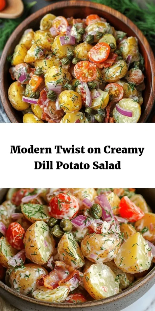 Transform your summer gatherings with this refreshing twist on potato salad! Made with tender baby potatoes, creamy Greek yogurt, and zesty Dijon mustard, it’s anything but ordinary. Fresh dill, crispy bacon, and vibrant cherry tomatoes add exciting flavors, while capers bring a delightful briny punch. Perfect for picnics and BBQs, this salad is sure to impress! Chill for an hour and enjoy a dish that will have everyone coming back for more.