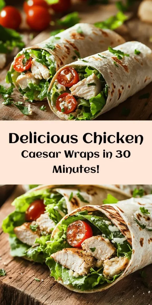 Discover the ultimate Chicken Caesar Wrap Extravaganza! This quick and flavorful recipe combines succulent chicken, crisp Romaine lettuce, juicy cherry tomatoes, and creamy Caesar dressing all wrapped in your choice of tortillas. Perfect for lunch, dinner, or a tasty snack, these wraps are easy to make in just 15 minutes. Add a touch of garlic and black pepper for extra flavor, and grill them for a delightful crunch. Garnish with fresh parsley for a beautiful finish!