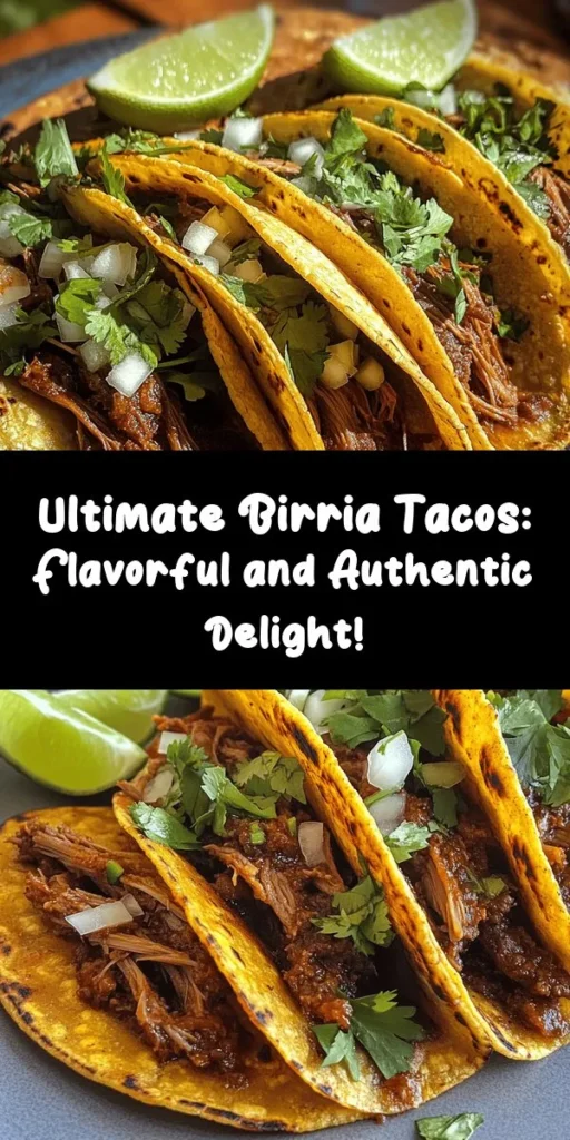 Get ready to indulge in these mouthwatering Birria Tacos! This recipe features tender chunks of beef slow-cooked to perfection in a rich and flavorful marinade made with guajillo, ancho, and chipotle chiles. Served in crispy corn tortillas and topped with fresh cilantro, diced onion, and lime wedges, these tacos are perfect for any occasion. Enjoy the deliciousness with a side of savory consomé for dipping. A must-try for taco lovers!