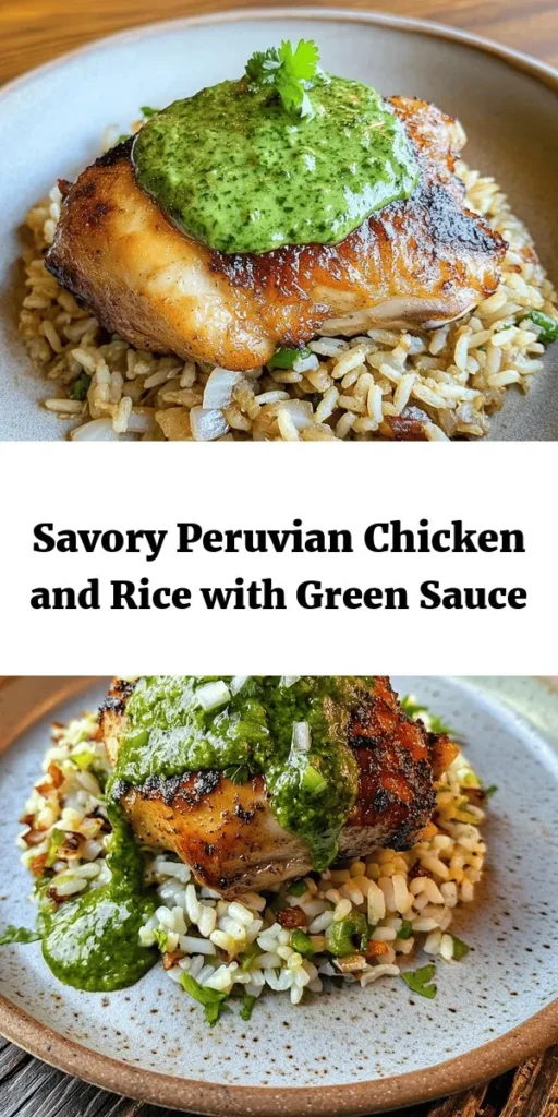 Savor the flavors of Peru with this delicious Pollo y Arroz con Salsa Verde! This recipe features juicy marinated chicken thighs perfectly seared and served over fluffy, flavorful rice. The zesty green sauce, made with fresh cilantro and jalapeño, adds a vibrant kick that takes this dish to the next level. Perfect for a family dinner or meal prep, it's easy to make and loaded with vibrant flavors. Get ready to enjoy a taste of Peru!
