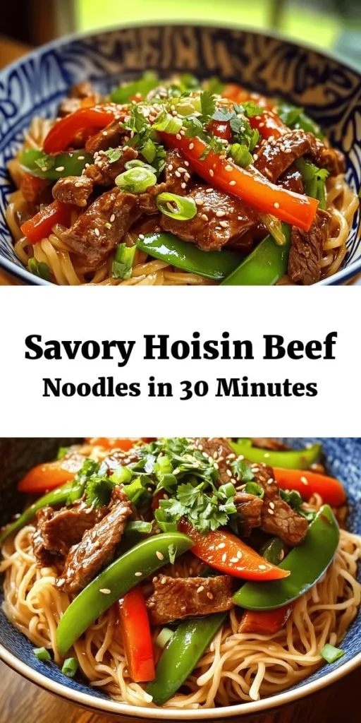 Indulge in the savory goodness of Hoisin Beef Noodles! This quick and easy recipe combines tender beef sirloin with rice noodles and vibrant veggies for a delicious meal ready in just 30 minutes. Marinated in a flavorful blend of hoisin sauce, soy sauce, and ginger, each bite is a burst of flavor. Perfect for a weeknight dinner, serve it hot, garnished with fresh cilantro and sesame seeds for that extra touch. Enjoy a bowl of comfort today!
