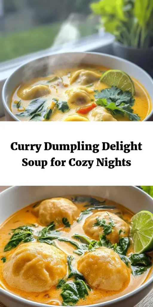 Warm up with this delicious Curry Dumpling Delight Soup! Featuring handmade dumplings filled with a colorful mix of veggies and optional protein, this recipe brings comfort and flavor to your table. The creamy coconut broth, infused with aromatic spices and fresh greens, creates a cozy bowl that's perfect for any occasion. Easy to make and brimming with goodness, it's a delightful meal that will satisfy your cravings in no time! Enjoy it with a squeeze of lime for an extra zing!