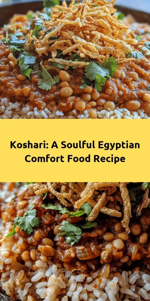 Discover the rich flavors of Egypt with this Koshari Delight recipe! This comforting dish layers brown lentils, basmati rice, and macaroni topped with a savory tomato sauce and crispy fried onions. Perfect for a hearty family meal or a gathering with friends, this recipe is packed with spices that will tantalize your taste buds. Quick to prepare and full of nutrition, it's a delightful dish everyone will love. Give it a try and bring a taste of Egypt to your kitchen!