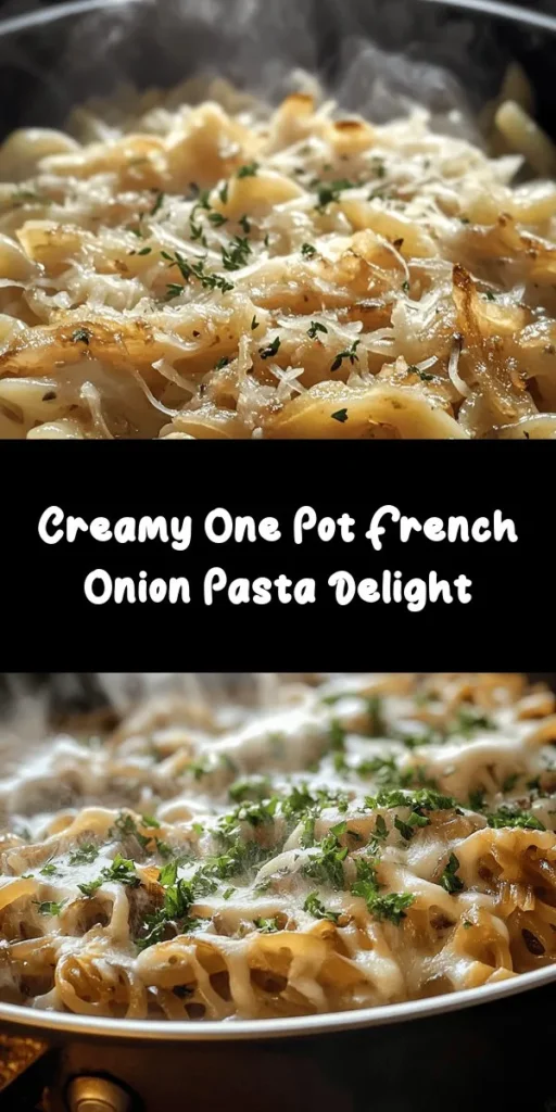 Elevate your dinner game with this delicious Savory One Pot French Onion Pasta! This comforting dish features perfectly caramelized onions melded with garlic, thyme, and rich beef broth, all tossed with linguine and creamy Gruyère and Parmesan cheese. It's an easy, all-in-one meal that captures the flavors of classic French onion soup in a pasta form. Perfect for weeknights, just 40 minutes from prep to table! Make it for a cozy family dinner or serve it up for guests. Enjoy!