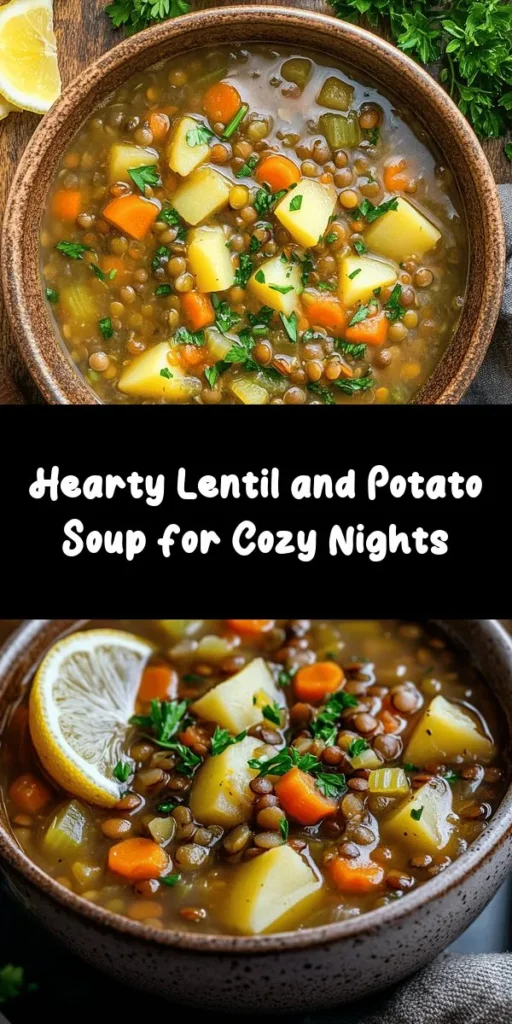 Warm up with this Hearty Lentil and Potato Soup Delight! Packed with green or brown lentils, Yukon Gold potatoes, and a medley of veggies, this comforting recipe is perfect for chilly days. Sauté onions, carrots, and celery, then mix in garlic and spices for a fragrant base. Let it simmer with vegetable broth and tomatoes for mouthwatering flavors. Garnish with fresh parsley and serve with lemon wedges for a bright touch. It's nutritious, delicious, and easy to make!