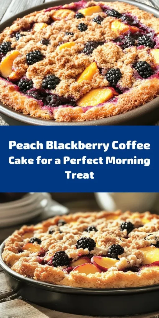 Indulge in this delicious Peach Blackberry Coffee Cake Delight, perfect for breakfast or a sweet afternoon snack! This moist cake combines fresh peaches and blackberries with a buttery base, topped with a crunchy streusel made with cinnamon and nuts. Easy to make, this delightful treat will impress your family and friends. Bake it up in just an hour and enjoy the seasonal flavors. Don't forget to grab a slice with your morning coffee!